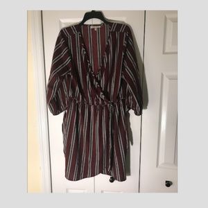 Striped pink wrap dress.